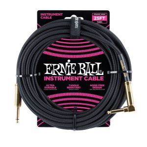 Ernie Ball 6058 кабель инструментальный, прямой / угловой джеки, длина 7,62м, цвет чёрный.