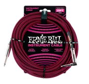 Ernie Ball 6062 кабель инструментальный, прямой / угловой джеки, длина 7,62м, цвет чёрный с красным