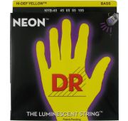 DR NYB-45 NEON HiDef Yellow струны для бас гитары, светящиеся в УФ лучах, цвет Yellow, 45-105 Medium