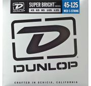 Dunlop DBSBN45125 Super Bright Комплект струн для 5-струнной бас-гитары, никелир., Medium, 45-125