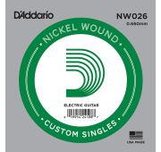 D'Addario NW026 Nickel Wound Отдельная струна для электрогитары, никелированная, .026