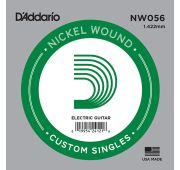 D'Addario NW056 Nickel Wound Отдельная струна для электрогитары, никелированная, .056
