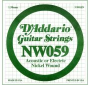D'Addario NW059 Nickel Wound Отдельная струна для электрогитары, .059