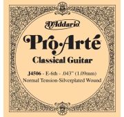 D'Addario J4506 Pro-Arte Отдельная 6-ая струна для классической гитары, нейлон, посеребренная, норма