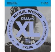D'Addario EXL116 XL NICKEL WOUND Струны для электрогитары Meduim Top/Heavy Bottom 11-52
