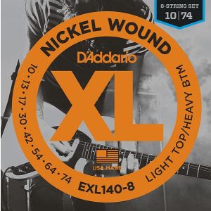 D'Addario EXL140-8 NICKEL WOUND Струны для 8-струнной электро-гитары Light/Heavy 10-74