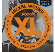 D'Addario EXL140-8 NICKEL WOUND Струны для 8-струнной электро-гитары Light/Heavy 10-74