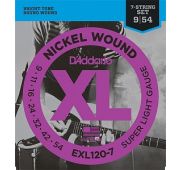D`Addario EXL120-7 XL NICKEL WOUND Струны для 7-струнной электрогитары Super Light 7-String 9-52 EXL120-7