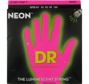 DR NPB5-45 NEON HiDef Pink струны для 5 cтрун. бас гитар, светящиеся в УФ лучах, цвет Pink, 45-125