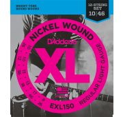 D'Addario EXL150 Nickel Wound комплект струн для 12-струнной электрогитары, Regular Light, 10-46