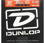 Dunlop DBN45100 Комплект струн для бас-гитары, никелированные, Medium Light, 45-100