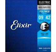 Elixir 12000 POLYWEB Комплект струн для электрогитары, Super Light, никелированная сталь, 9-42