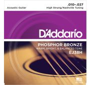 D'Addario EJ38H комплект дополнительных 6 тонких струн для 12-струнной акустической гитары, 10-27