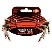 Ernie Ball 6401 набор соединительных кабелей 3шт,плоский,7,5 см,угловой джек/угловой джек, красный