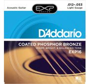 D'Addario EXP16 Coated Phosphor Bronze Комплект струн для акустической гитары, Light, 12-53