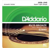 D'Addario EZ890 AMERICAN BRONZE 85/15 струны для акустической гитары Super Light 9-45