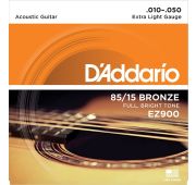 D'Addario EZ900 AMERICAN BRONZE 85/15 струны для акустической гитары Extra Light 10-50