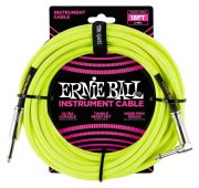 Ernie Ball 6085 кабель инструментальный, оплетёный, 5,49 м, прямой/угловой джеки, жёлтый