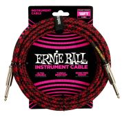 Ernie Ball 6396 кабель инструментальный, оплетёный, 5,49 м, прямой/угловой джеки, красный/черный