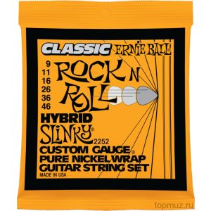 Ernie Ball 2252 струны для эл.гитары Classic Pure Nickel Hybrid Slinky (9-11-16-26-36-46)
