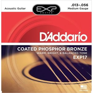 D'Addario EXP17 Coated Phosphor Bronze Комплект струн для акустической гитары, Medium, 13-56