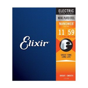 Elixir 12106 NANOWEB Комплект струн для 7-струнной электрогитары, Medium 11-59