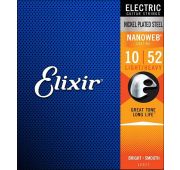 Elixir 12077 NANOWEB Комплект струн для электрогитары, Light, 10-52