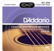 D'Addario EXP26 COATED PHOSPHOR BRONZE Струны для акустической гитары Custom Light 11-52
