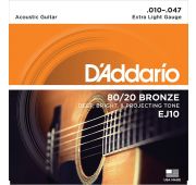 D'Addario EJ10 BRONZE 80/20 Струны для акустической гитары бронза Extra Light 10-47