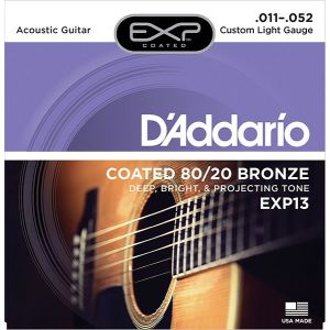 D'Addario EXP13 COATED 80/20 Струны для акустической гитары Custom Light 11-52
