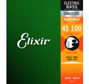 Elixir 14652 NANOWEB Комплект струн для бас-гитары, нерж.сталь, Light, 45-100