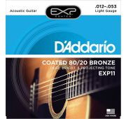 D'Addario EXP11 COATED 80/20 Струны для акустической гитары Light 12-53