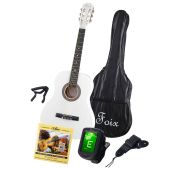 Foix FCG-2036CAP-WH-3/4 Классическая гитара 3/4 с чехлом, ремнем, тюнером, белая