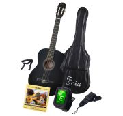 Foix FCG-2039CAP-BK-MAT Классическая гитара с чехлом, ремнем, тюнером, черная матовая