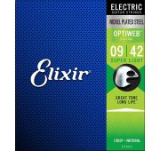 Elixir 19002 Optiweb Комплект струн для электрогитары, никелированная сталь, Super light 9-42