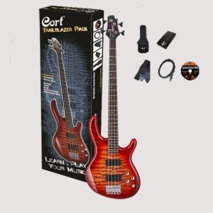 Cort CBP-DLX CRS комплект бас-гитариста (бас-гитара Action DLX CRS, чехол, тюнер,ремень, кабель)