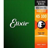 Elixir 14052 NANOWEB Комплект струн для бас-гитары, никелированные, Light, 45-100