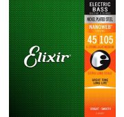 Elixir 14087 NANOWEB Комплект струн для бас-гитары с мензурой более 34”, Medium, 45-105