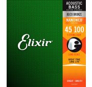 Elixir 14502 NANOWEB Комплект струн для акустической бас-гитары, Light, 45-100
