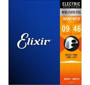 Elixir 12027 NANOWEB Комплект струн для электрогитары, Custom Light, 9-46