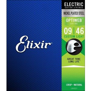 Elixir 19027 Optiweb Комплект струн для электрогитары, никелированная сталь, Custom Light 9-46