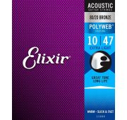 Elixir 11000 POLYWEB Комплект струн для акустической гитары, Extra Light, бронза 80/20, 10-47