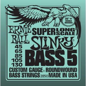 Ernie Ball 2850 струны для 5-cтрунной бас-гитары Nickel Wound Bass Super Long Scale Slinky 45-130