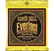 Ernie Ball 2560 струны для акуст.гитары Everlast Coated 80/20 Bronze Extra Light (10-14-20w-28-40-50) бронза с нанонапылением
