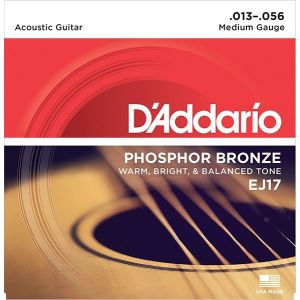 D'Addario EJ17 PHOSPHOR BRONZE Струны для акустической гитары фосфорная бронза Medium 13-56