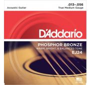 D'Addario EJ24 Phosphor Bronze Комплект струн для акустической гитары, ф/бронза, True Medium, 13-56