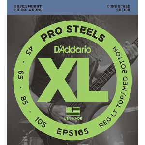 D'Addario EPS165 ProSteels Комплект струн для бас-гитары, Custom Light, 45-105, Long Scale