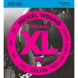 D'Addario EXL170 XL NICKEL WOUND Струны для бас-гитары Long Regular Light 45-100