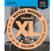 D'Addario EXL115W XL NICKEL WOUND Струны для электрогитары Blues/Jazz Rock 3rd Wound 11-49