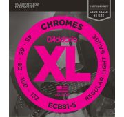 D'Addario ECB81-5 Chromes Комплект струн для 5-струнной бас-гитары, Light, 45-132, Long Scale